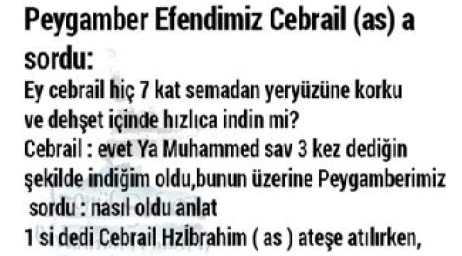 Peygamber Efendimiz Cebrail as a sordu