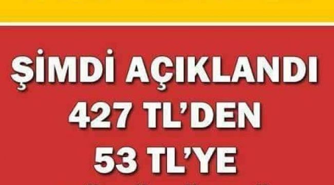 YANLIŞ DUYMADINIZ 427 TL'DEN 53 TL YE DÜŞÜRÜLÜYOR…