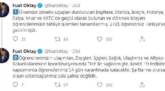 7 ülkeden 2 bin 721 öğrenci, Türkiye'ye getirildi