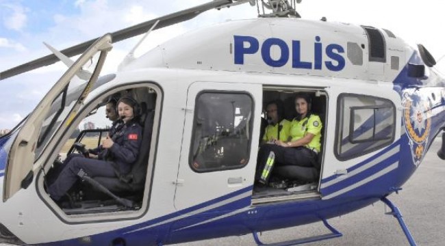 Adana'da, kadın polislerden havadan ve karadan denetim