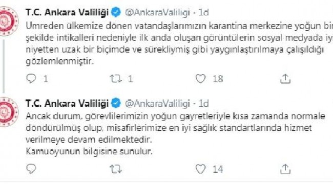 Ankara Valiliği'nden yurttaki gözlem görüntülerine ilişkin açıklama