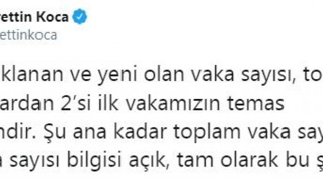 Bakan Koca: Toplam vaka sayısı 18'dir