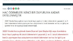 Diyanet, hac işlemlerini ikinci bir duyuruya kadar erteledi