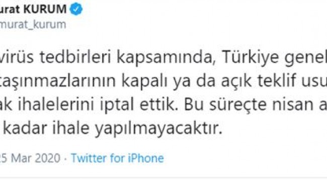 Hazine taşınmazlarının ihaleleri iptal edildi