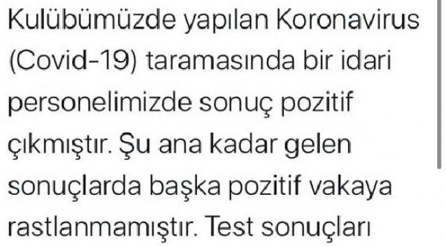 Kayserispor'da 1 idari personelin koronavirüs testi pozitif çıktı