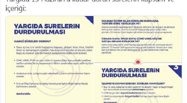 Adalet Bakanlığı'ndan, 'yargıda sürelerin durdurulması'na ilişkin bilgilendirme