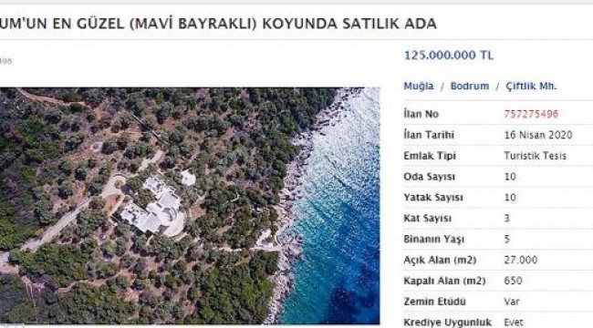 Bodrum açıklarındaki ada, 125 milyon liraya satışa çıkarıldı