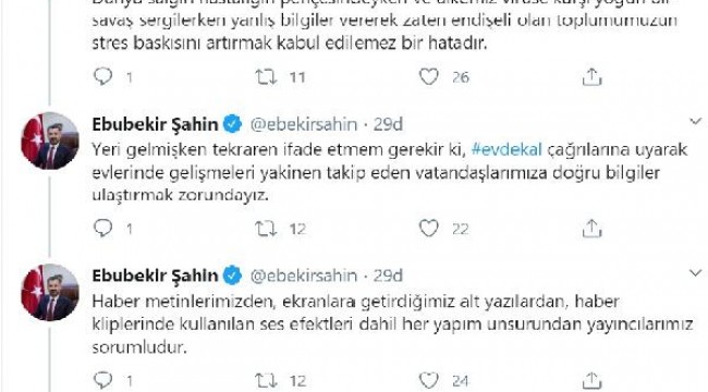 RTÜK Başkanı Şahin'den 'koronavirüs yayınları' uyarısı