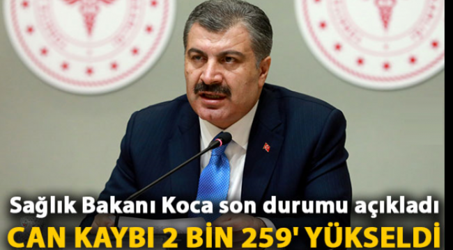 Sağlık Bakanı Fahrettin Koca son durumu açıkladı: Koronavirüsten can kaybı 2259' yükseldi