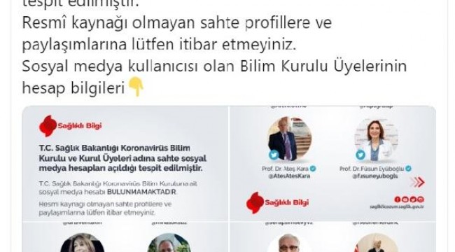 Sağlık Bakanlığı'ndan, Bilim Kurulu üyeleri için 'sahte hesap' uyarısı