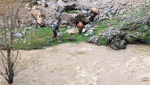 Taşan derelere ağ atarak, balık yakaladılar