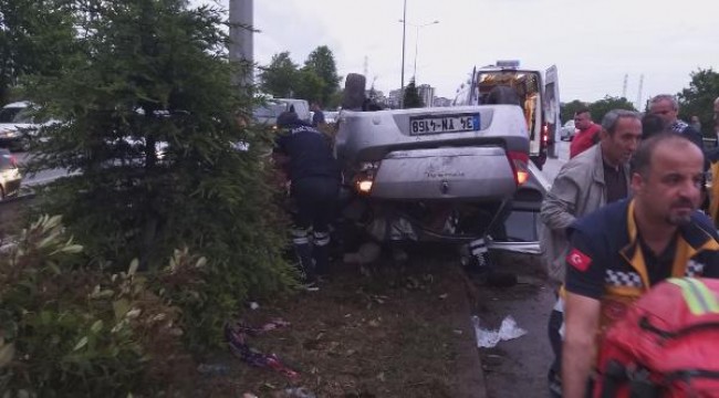 Kontrolden çıkan otomobil takla attı: 3 yaralı