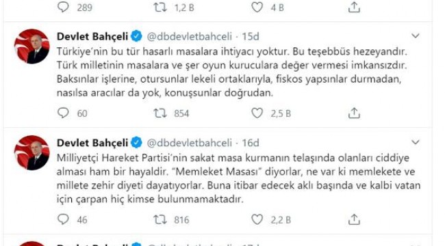 MHP Lideri Bahçeli'den, 'memleket masası' açıklaması