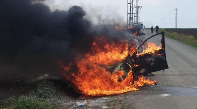 Silivri'de hayvanseverin otomobili yandı