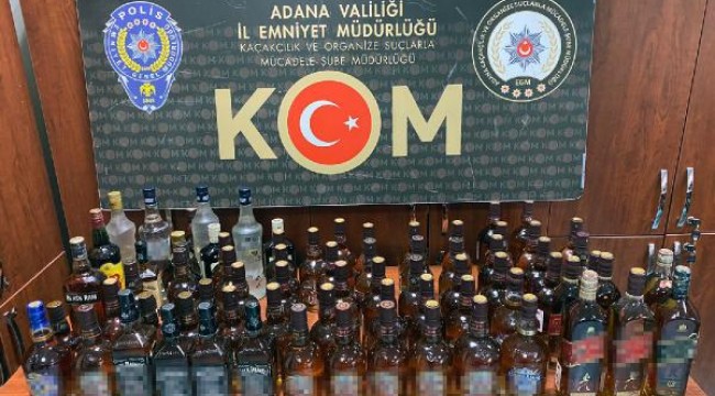 Adana'da 155 litre sahte, 206 şişe kaçak içki ele geçirildi