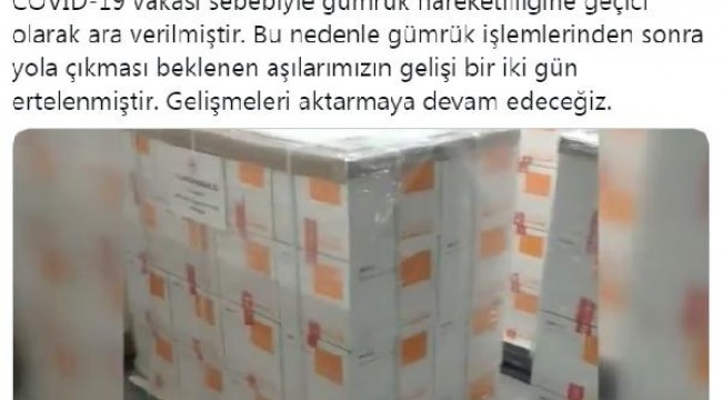 Bakan Koca: Aşılarımızın gelişi bir iki gün ertelenmiştir