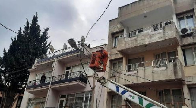 Elektrik tellerinde asılı kalan güvercin için seferber oldular