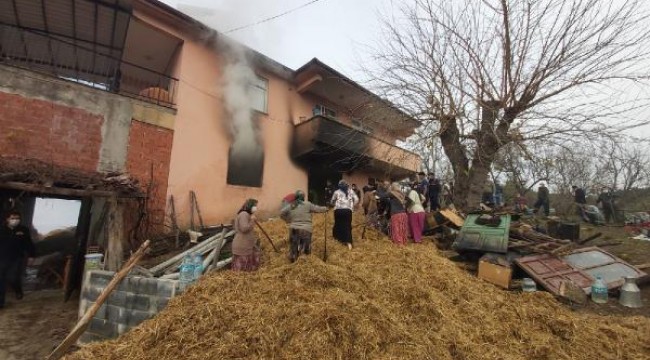 Kalorifer kazanını yakmak isterken yangın çıktı; anne- oğul yaralı, 3 inek öldü