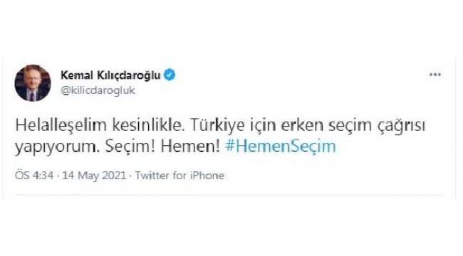 Kılıçdaroğlu'ndan erken seçim çağrısı