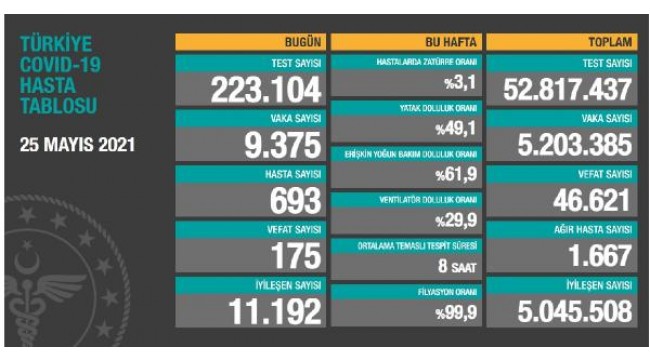 Koronavirüs salgınında can kaybı 46 bin 621'e yükseldi