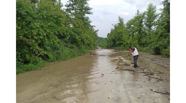 Bartın'da taşan dere yolu kapattı